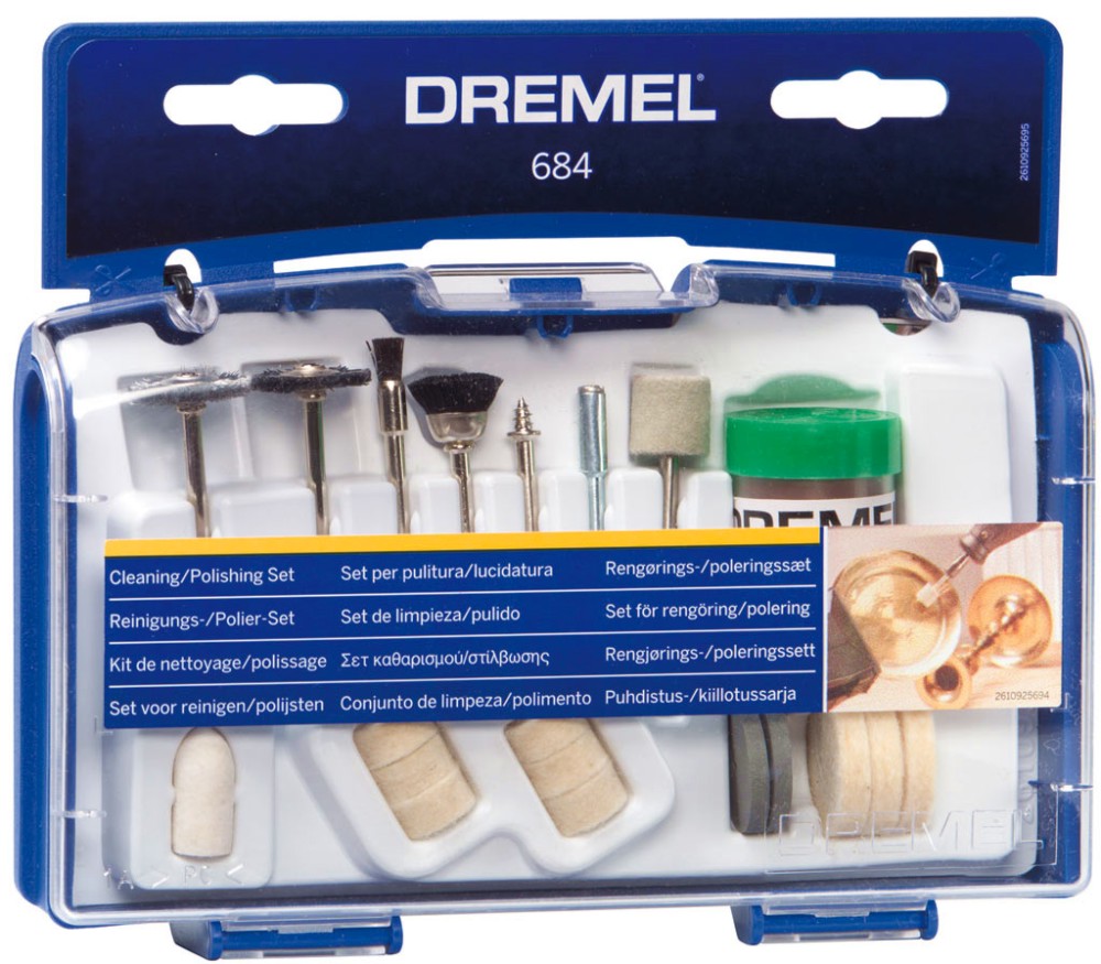 Комплект накрайници за почистване и полиране Dremel Комплект накрайници за почистване и полиране Dremel - 20 части -
