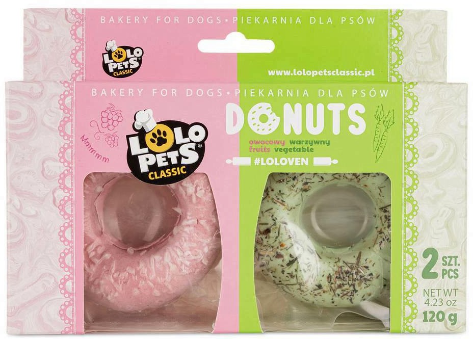 Лакомства за кучета Lolo Pets Classic Donuts Лакомства за кучета Lolo Pets Classic Donuts - 2 x 60 g, с плодов и зеленчуков вкус, над 1 година - храна
