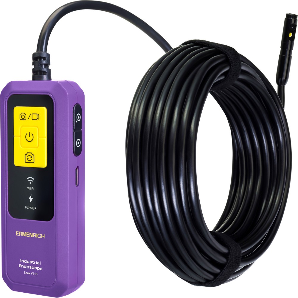 Индустриален ендоскоп Ermenrich Seek VE15 Индустриален ендоскоп Ermenrich Seek VE15 - С вградена батерия и обхват 10 m -