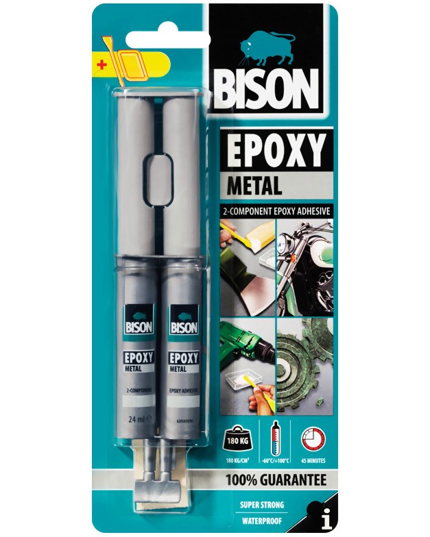 Двукомпонентно епоксидно лепило Bison Epoxy Metal - 24 ml - 