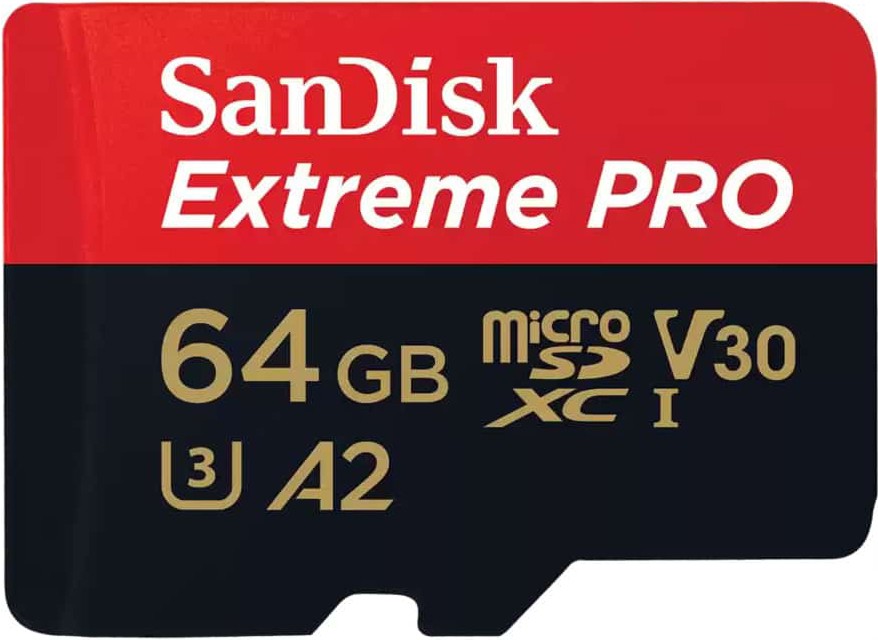 Micro SDXC карта памет 64 GB SanDisk Micro SDXC карта памет 64 GB SanDisk - Class 10, U3, V30, A2 със SD адаптер от серията Extreme Pro -