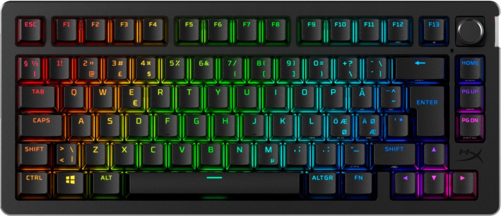 �������� ��������� ������� ���������� HyperX Alloy Rise 75 - 75%, USB-C, Bluetooth, ANSI Layout, RGB ���������, HyperX Linear Red - 
