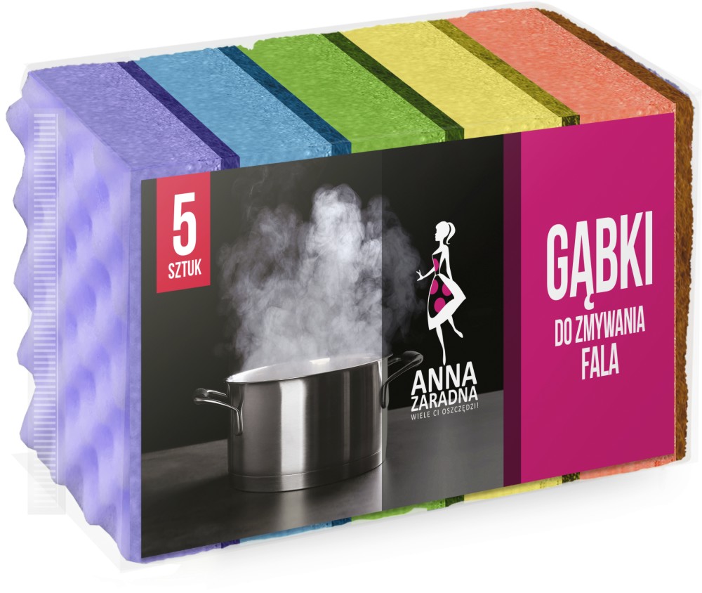 Домакински гъби почистване на съдове Anna FALA Домакински гъби почистване на съдове Anna FALA - 5 броя, без канал - гъба