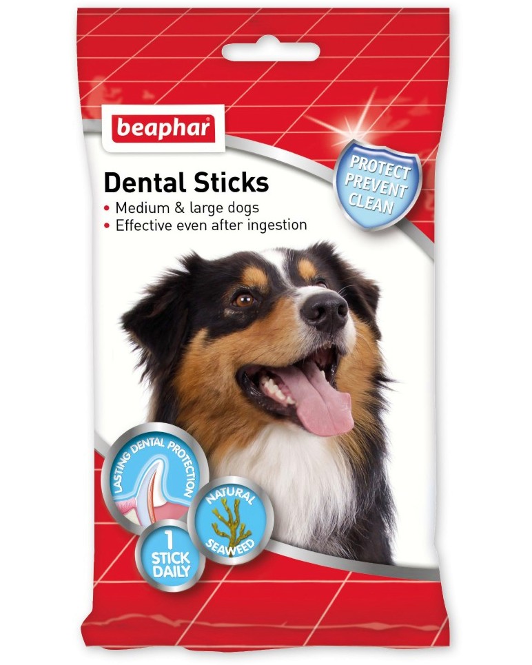 Дентални пръчици за кучета Beaphar Dental Sticks Medium and Large Дентални пръчици за кучета Beaphar Dental Sticks Medium and Large - Опаковка от 7 броя, за средни, големи и много големи породи - продукт
