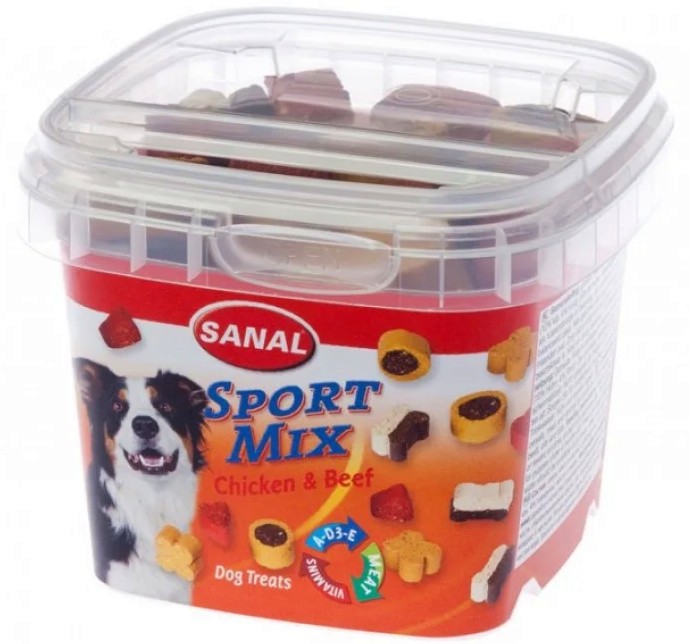 Тренировъчни лакомства за активни кучета Sanal Sport Mix Тренировъчни лакомства за активни кучета Sanal Sport Mix - 100 g, с пилешко и говеждо - храна