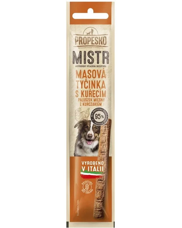 Лакомство за кучета PROPESKO MISTR Meat Sticks Лакомство за кучета PROPESKO MISTR Meat Sticks - 10 g, с пилешко - храна