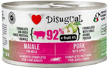 Пастет за кучета Disugual Пастет за кучета Disugual - 150 ÷ 6 x 400 g, със свинско и ябълки, от серията Fruit, в зряла възраст - храна