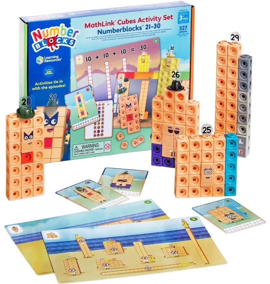 Кубчета за сглобяване Numberblocks MathLink Кубчета за сглобяване Numberblocks MathLink - 327 части, с числата от 21 до 30 - образователен комплект