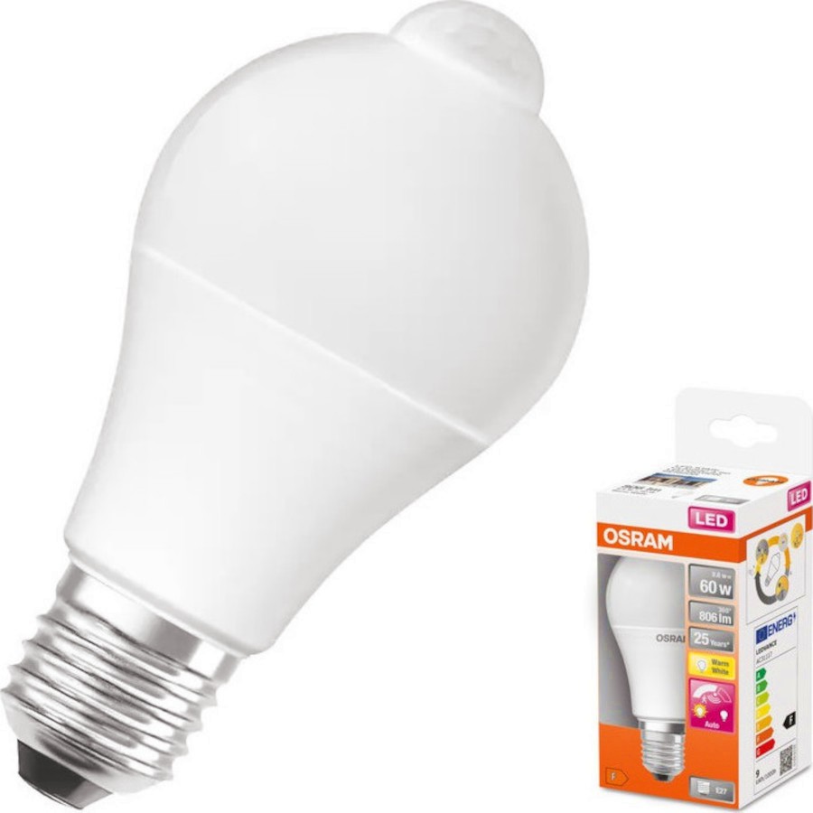LED крушка Osram CLA60 MOTION SENSOR 827 E27 9 W 2700K LED крушка Osram CLA60 MOTION SENSOR 827 E27 9 W 2700K - 806 lm със сензор за движение -