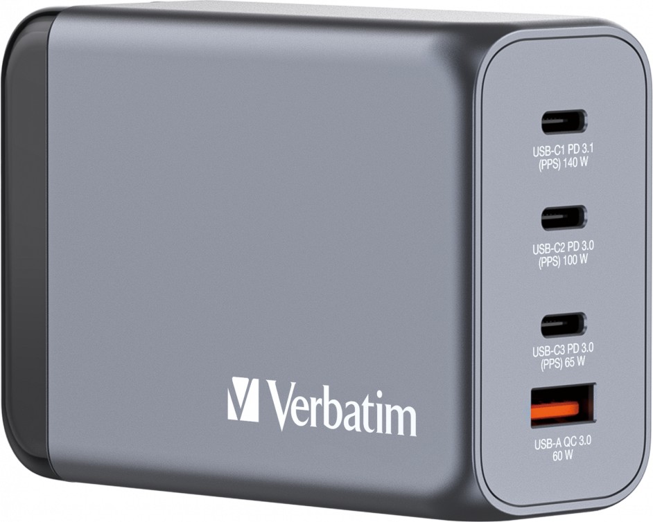  o Verbatim GNC-240 GaN - 240 W, USB-A female, 3 x USB-C female - 