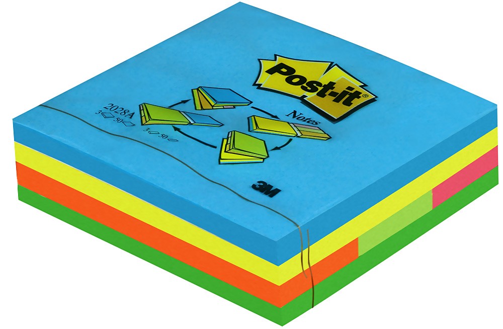 Самозалепващи цветни листчета Post-it Самозалепващи цветни листчета Post-it - 150 листчета с размери 7.6 x 7.6 cm и 150 листчета с размери 2.5 x 7.6 cm -
