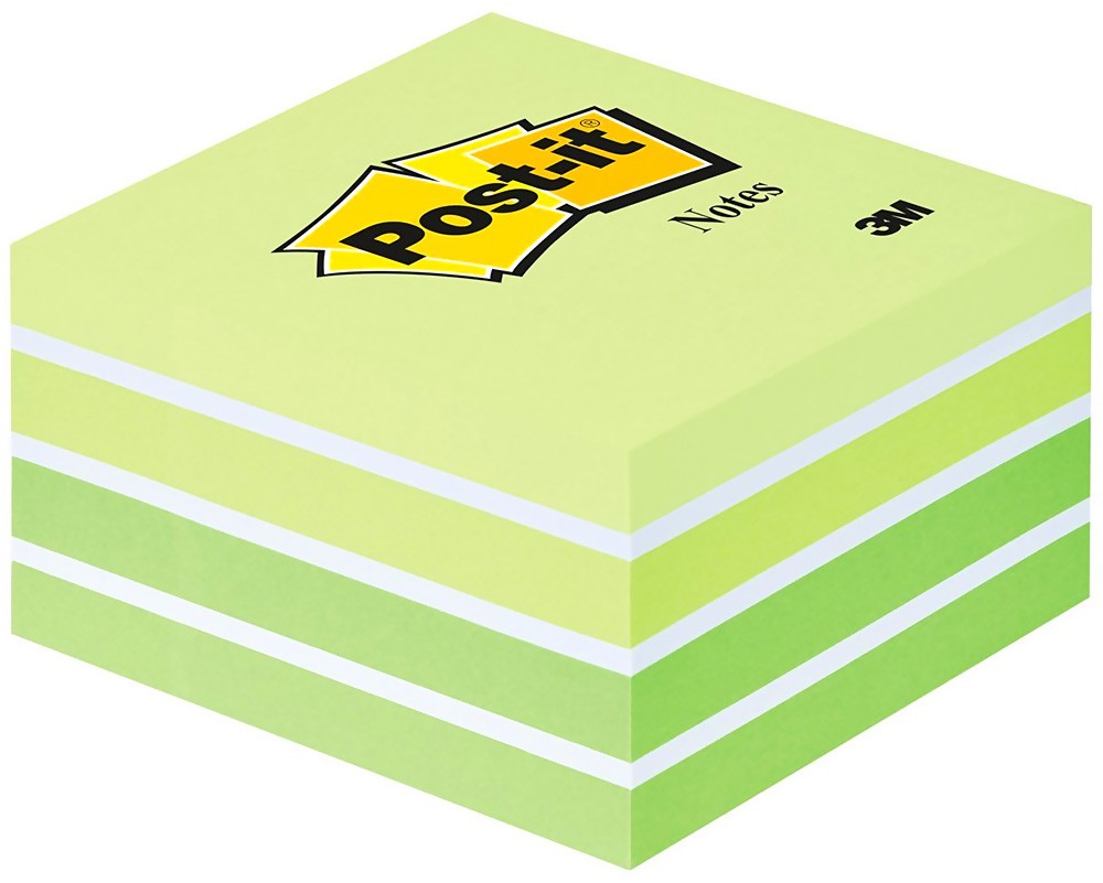 Самозалепващи листчета Post-it - Зелено и бяло Самозалепващи листчета Post-it - Зелено и бяло - 450 листчета с размери 7.6 x 7.6 cm -