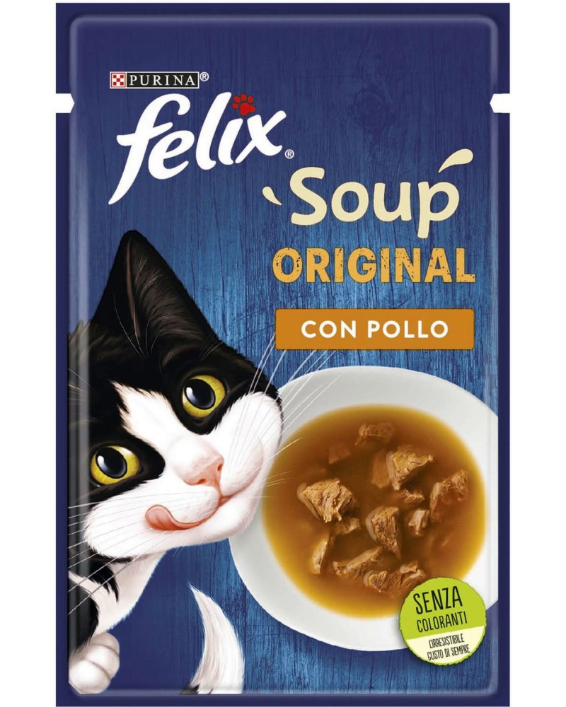 Супа за котки Felix Soup Original Супа за котки Felix Soup Original - 48 g, с пилешко, в зряла възраст - храна