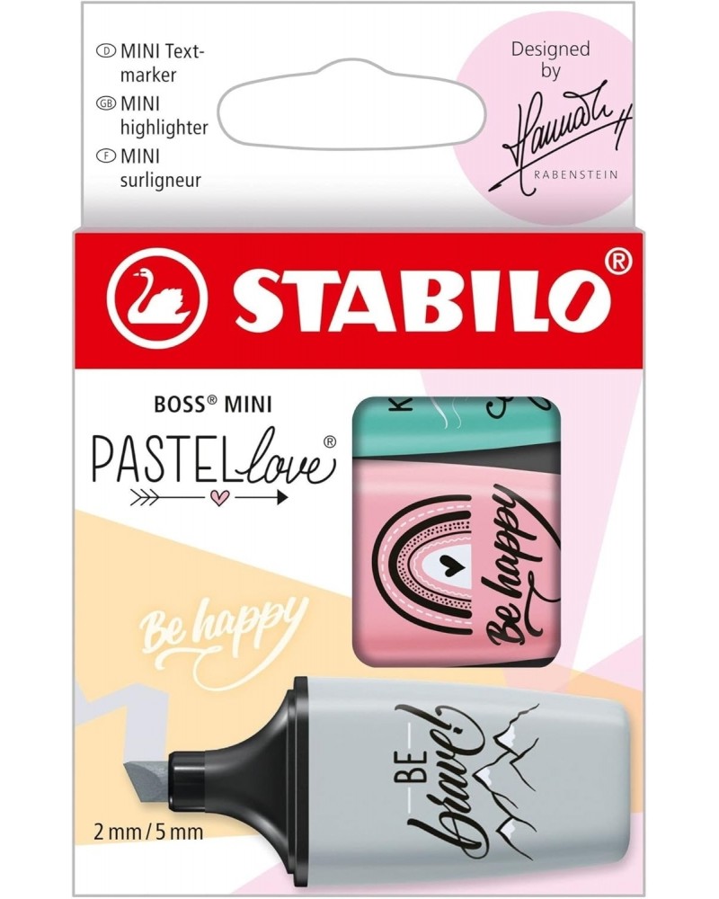 ����� ������� Stabilo Boss Mini 2.0 - 3 ����� �� ������� Pastellove - 