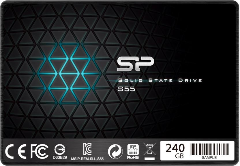 SSD памет Silicon Power S55 2.5" SATA III SSD памет Silicon Power S55 2.5" SATA III - 240 GB, четене 460 MB/s, запис 450 MB/s, 3D NAND -