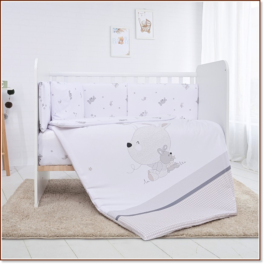 Бебешки спален комплект 7 части Lorelli Smile Бебешки спален комплект 7 части Lorelli Smile - За легла 60 x 120 cm, от серията Little Rabbits - продукт