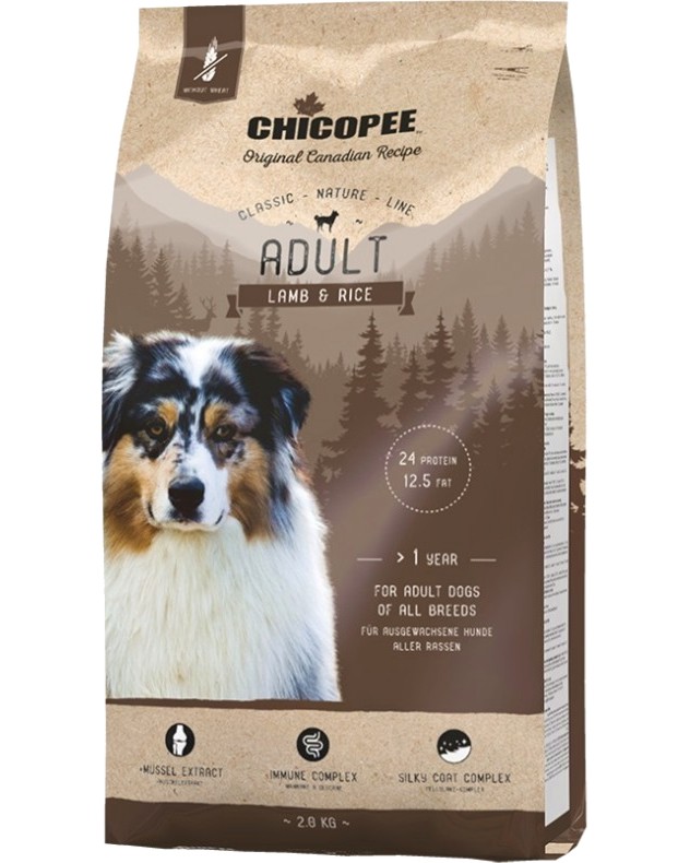 Суха храна за кучета CHICOPEE Adult Суха храна за кучета CHICOPEE Adult - 2 и 15 kg, с агнешко и ориз, от серията Classic Nature Line, в зряла възраст - храна