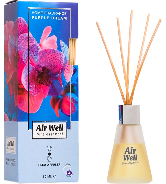 Арома дифузер с пръчици Air Well Арома дифузер с пръчици Air Well - С аромат на лилави цветя - продукт