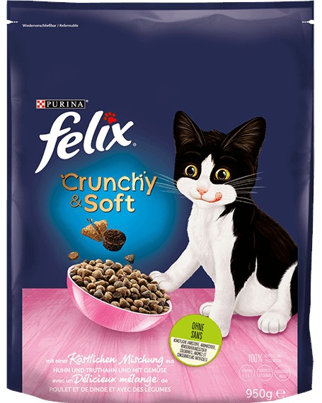 ���� ����� �� ����� Felix Crunchy & Soft - 950 g, � �������, ������ � ���������, �� 6 ������� �� 1 ������ - �������