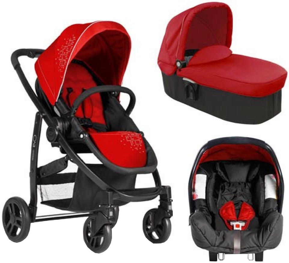 Бебешка количка 3 в 1 Graco Evo trio Chilli red Бебешка количка 3 в 1 Graco Evo trio Chilli red - С 4 колела - количка