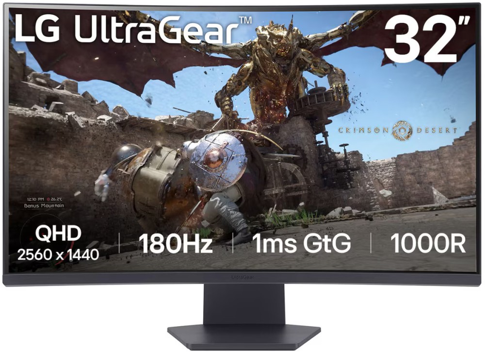 ������� LG 32GS60QC-B - 31.5", VA, 180 Hz, 16:9, 2560 x 1440, 1 ms, HDMI, DisplayPort, AMD FreeSync - 