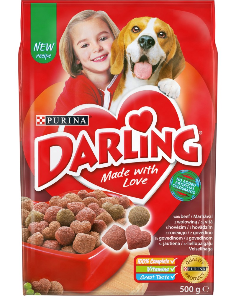 Суха храна за кучета Purina DARLING Суха храна за кучета Purina DARLING - 0.5 ÷ 15 kg, с говеждо и зеленчуци, в зряла възраст - храна