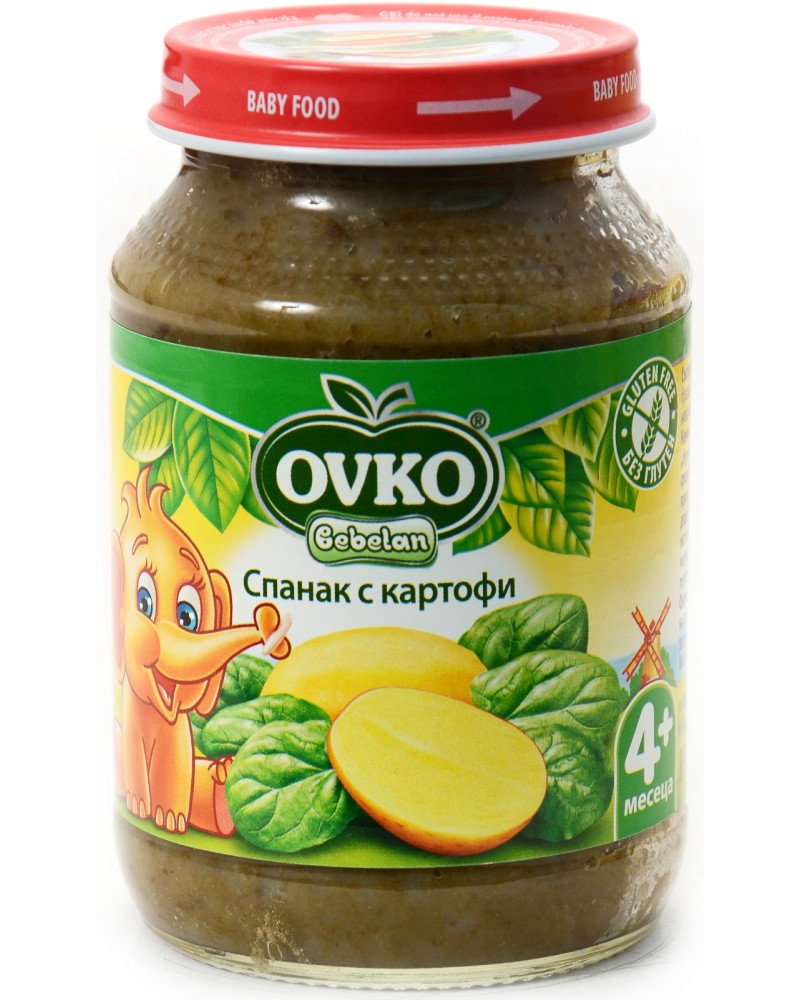 Пюре от спанак с картофи Ovko - 190 g, за 4+ месеца - пюре