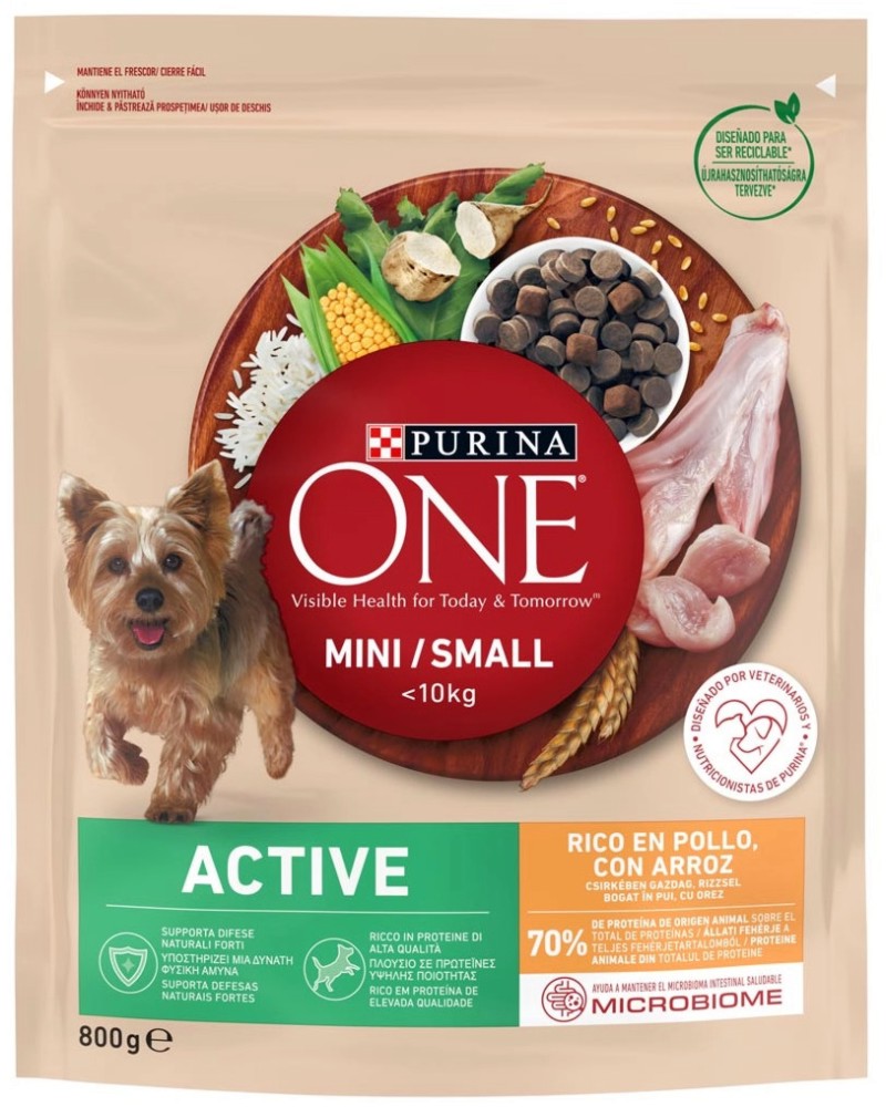 ���� ����� �� ������� ������ Purina ONE Active - 0.8 � 1.5 g, � ������� � ����, �� ������� Purina ONE MINI, �� ������ � ����� ������ � ����� ������� - �����