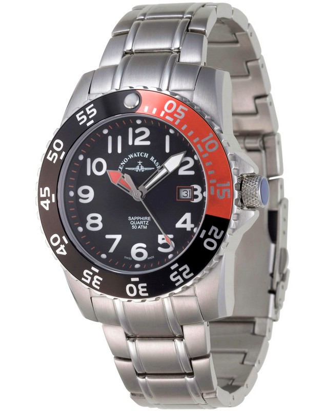  Zeno-Watch Basel - Black + Orange 6350Q-a1-5M -   "Airplane Diver II" - 