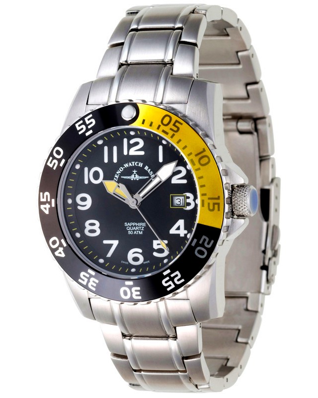  Zeno-Watch Basel - Black + Yellow 6350Q-a1-9M -   "Airplane Diver II" - 