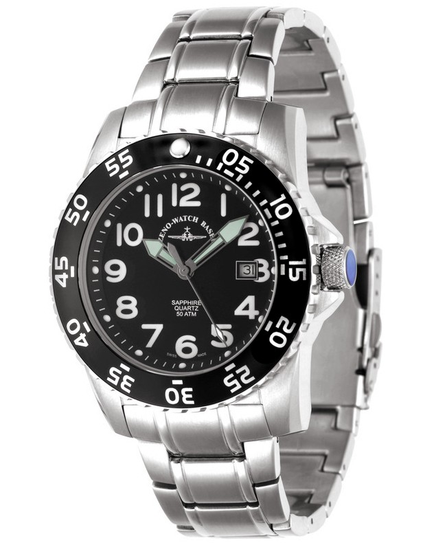 Часовник Zeno-Watch Basel - Black 6350Q-a1M - От серията "Airplane Diver II" - 