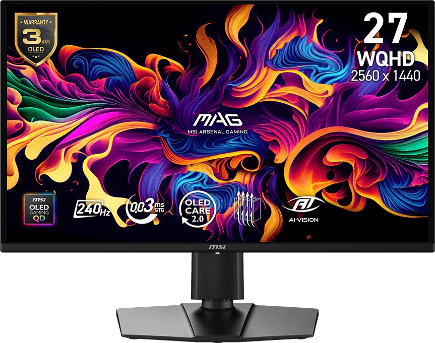 ������� MSI MAG 274QP QD-OLED X24 - 26.5", QD-OLED, 240 Hz, 2560 x 1440, 0.03 ms, 2 x HDMI, DisplayPort, USB-C, AMD FreeSync Premium - 