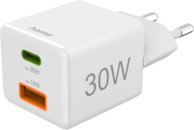  o Hama Mini GaN - 30 W, 1 x USB-C, 1 x USB-A - 