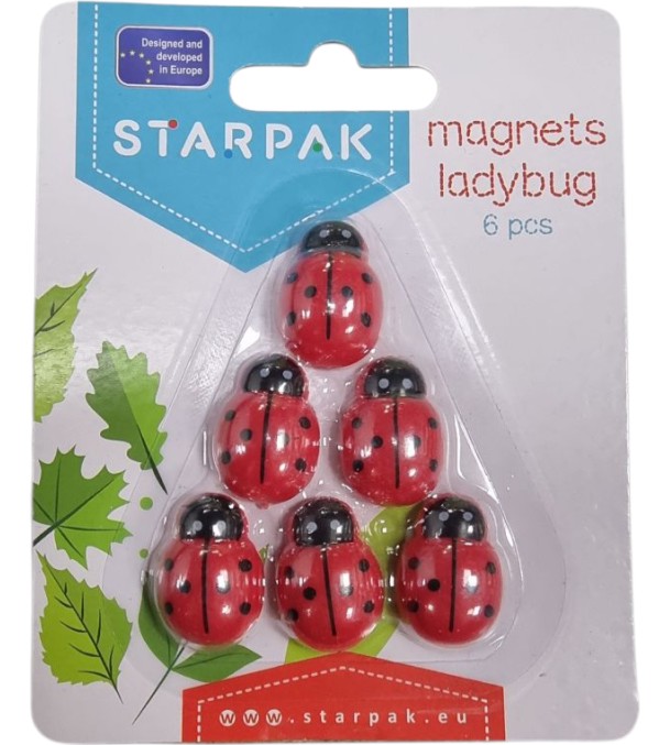 Магнити за бяла дъска Starpak - Ladybug Магнити за бяла дъска Starpak - Ladybug - 6 броя с ∅ 3 cm -