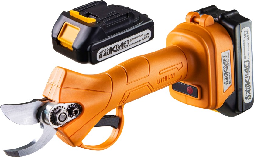 Акумулаторна лозарска ножица 18V Baukraft BK-PSH03 Акумулаторна лозарска ножица 18V Baukraft BK-PSH03 - С 2 батерии, зарядно и куфар -