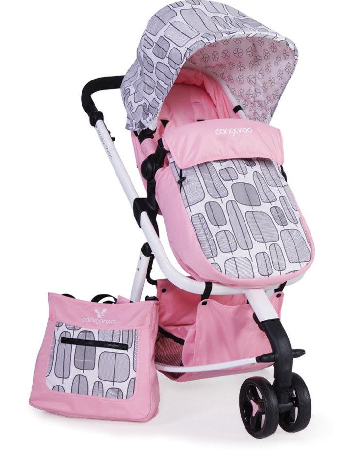 Комбинирана бебешка количка Cangaroo Sarah - С покривало за крачета, дъждобран, комарник и чанта - количка