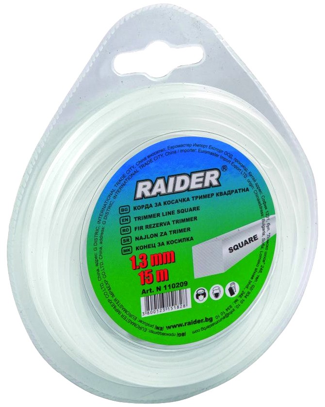 Корда за тример ∅ 1.3 mm x 15 m Raider Корда за тример ∅ 1.3 mm x 15 m Raider - С квадратен профил -