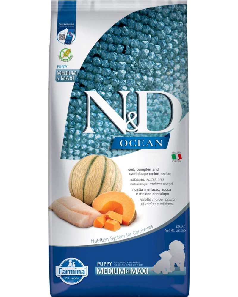     N&D Puppy Medium & Maxi - 12 kg,   ,   ,   Ocean,     ,  1  - 