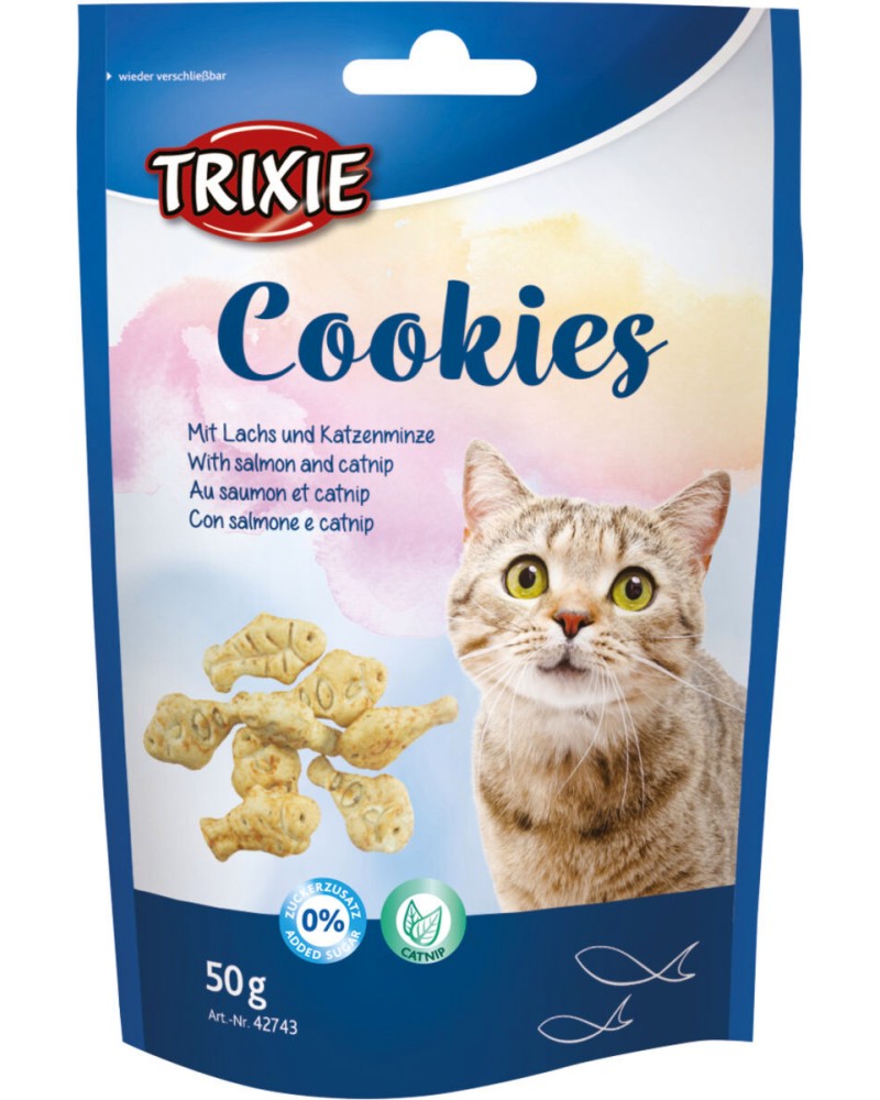 Лакомства за котки Trixie Cookies Лакомства за котки Trixie Cookies - 50 g, със сьомга и котешка трева - храна
