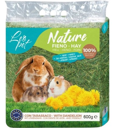 Сено за зайчета и гризачи Leopet Сено за зайчета и гризачи Leopet - 600 g, с глухарче, от серията Nature - храна