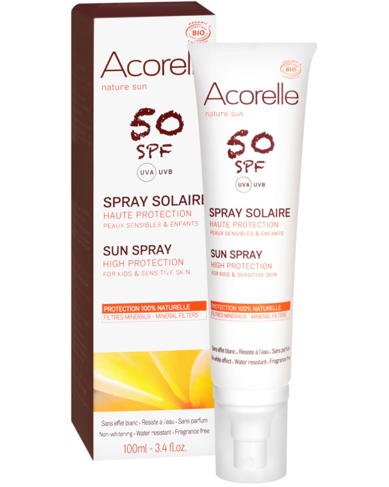 Acorelle Nature Sun Spray for Kids & Sensitive Skin SPF 50 -         "Nature Sun" - 