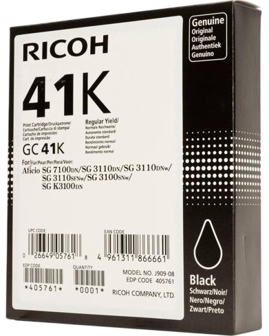 Касета с мастило за принтер RICOH GC41K Black Касета с мастило за принтер RICOH GC41K Black - 2500 страници -