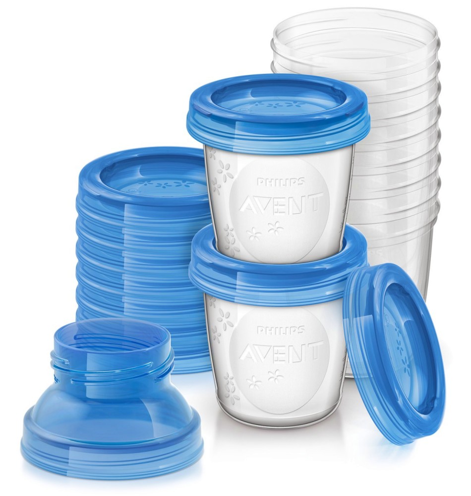 Контейнери за кърма Philips Avent Via Контейнери за кърма Philips Avent Via - 10 x 180 ml, с адаптери - продукт
