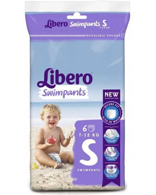 Еднократни пелени за плуване Libero Swimpants S - 6 броя, за бебета 7-12 kg - продукт