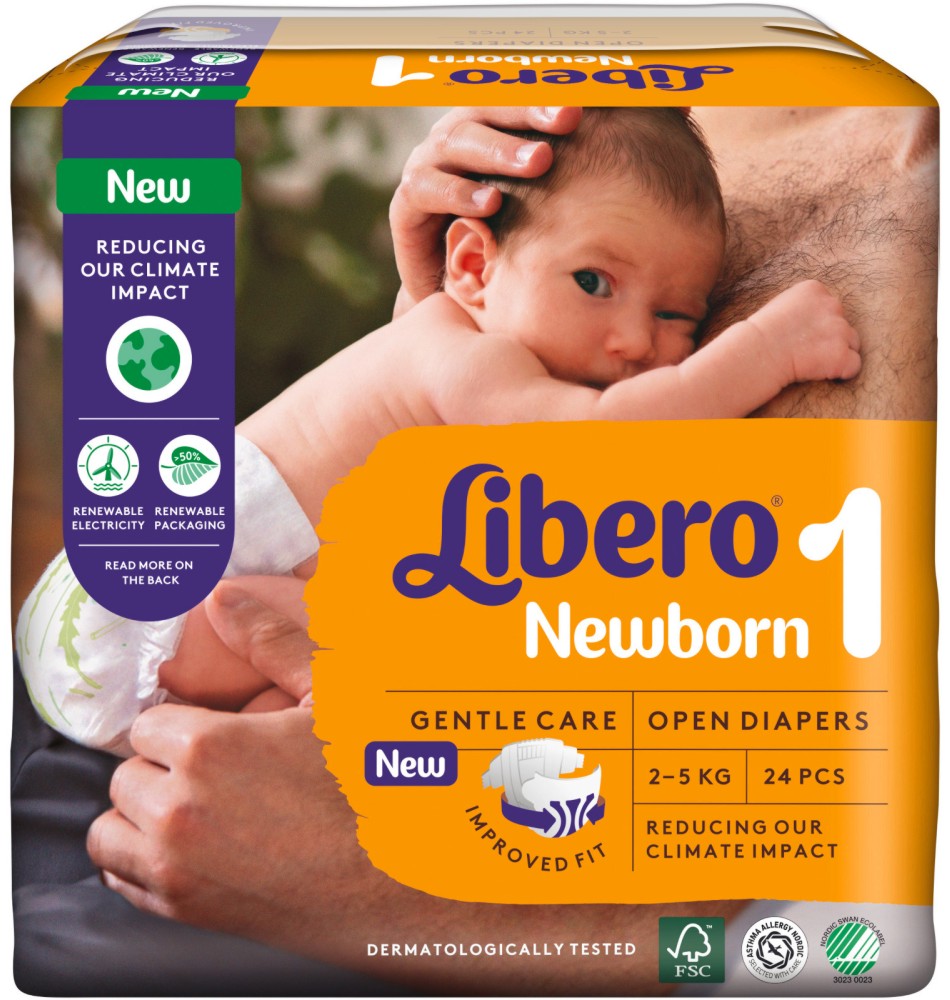 Пелени Libero 1 - 24 броя, за бебета 2-5 kg - продукт