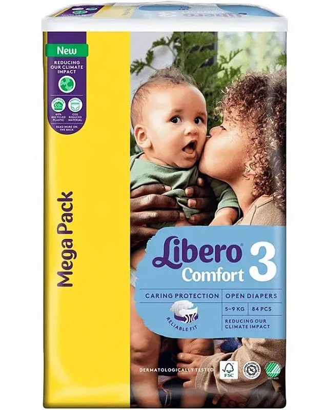 Пелени Libero Comfort 3 - 41÷86 броя, за бебета 5-9 kg - продукт