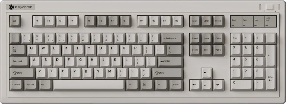 Безжична механична гейминг клавиатура Keychron R6 QMK Retro Безжична механична гейминг клавиатура Keychron R6 QMK Retro - 100%, Bluetooth, USB-C, RGB подсветка, ANSI Layout, Keychron Super Brown -