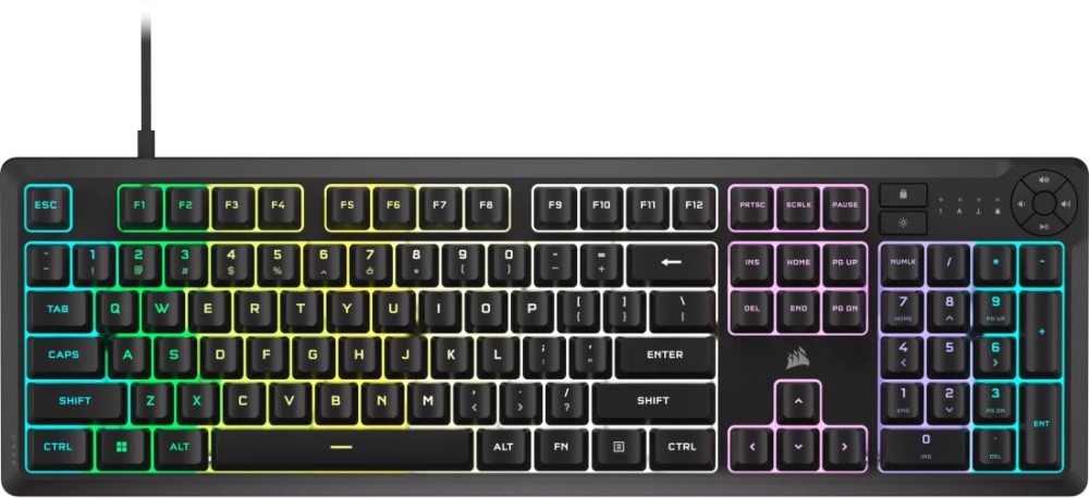 Гейминг клавиатура Corsair K55 RGB Core Гейминг клавиатура Corsair K55 RGB Core - С USB кабел и RGB подсветка -