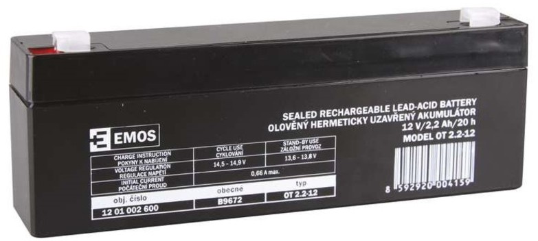 OT 2.2-12 12V / 2.2 Ah - Оловно-киселинна батерия с размери 178 / 35 / 61 mm - батерия