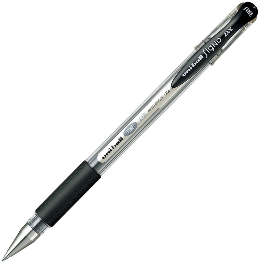 Черна гел химикалка Uni-Ball Deluxe Fine 0.7 mm - От серията Signo - 